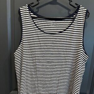 Croft & Borrow Women's 2X Black/White Striped Tank Top